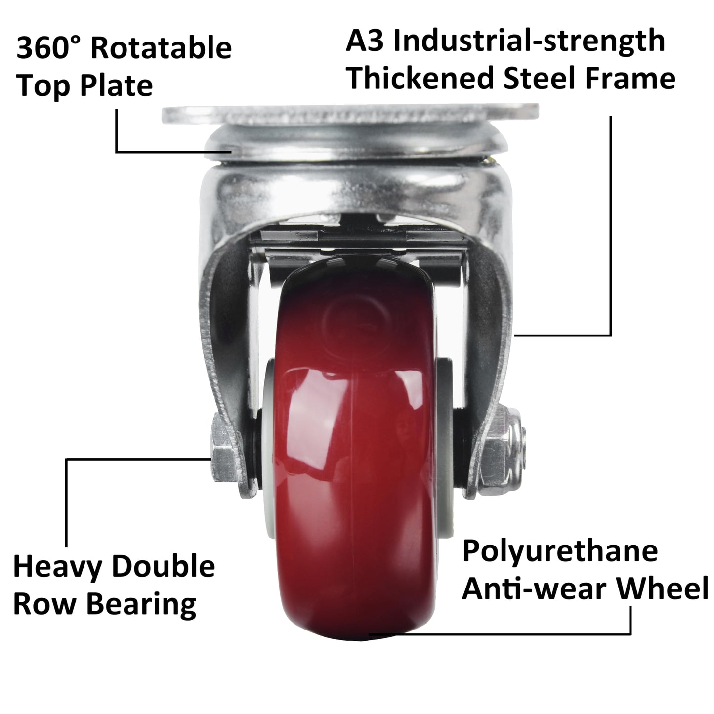 3" H/D Casters Lockable Caster Wheel Swivel with Brakes