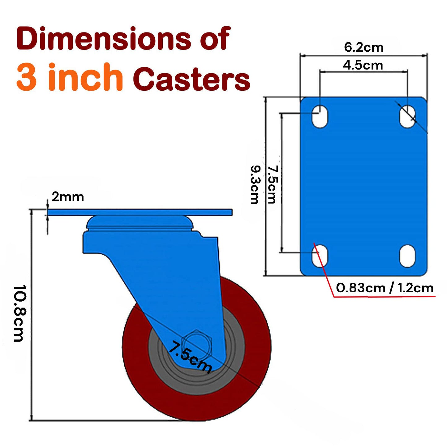 3" H/D Casters Lockable Caster Wheel Swivel with Brakes