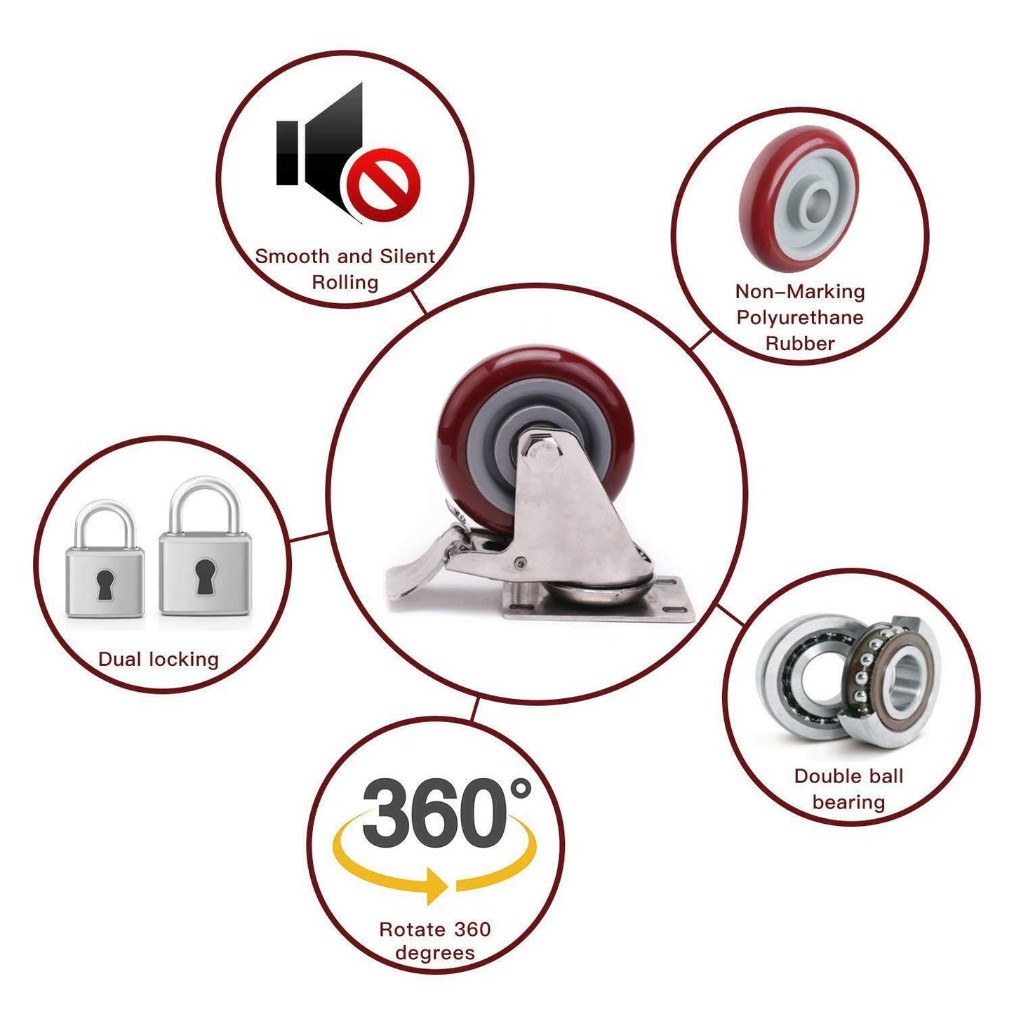 4 inch Heavy Duty Casters Lockable Caster Wheel Swivel Casters