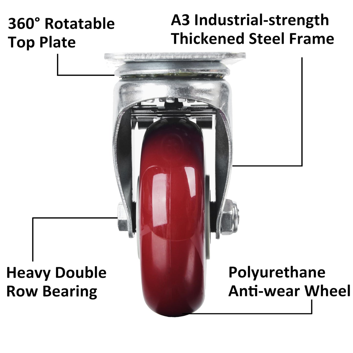 4 inch Heavy Duty Casters Lockable Caster Wheel Swivel Casters