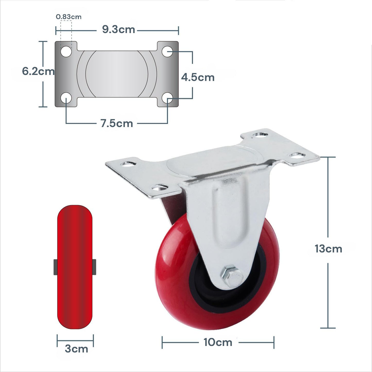 4 inch Heavy Duty Fixed Caster Casters Wheels Castor for Furniture