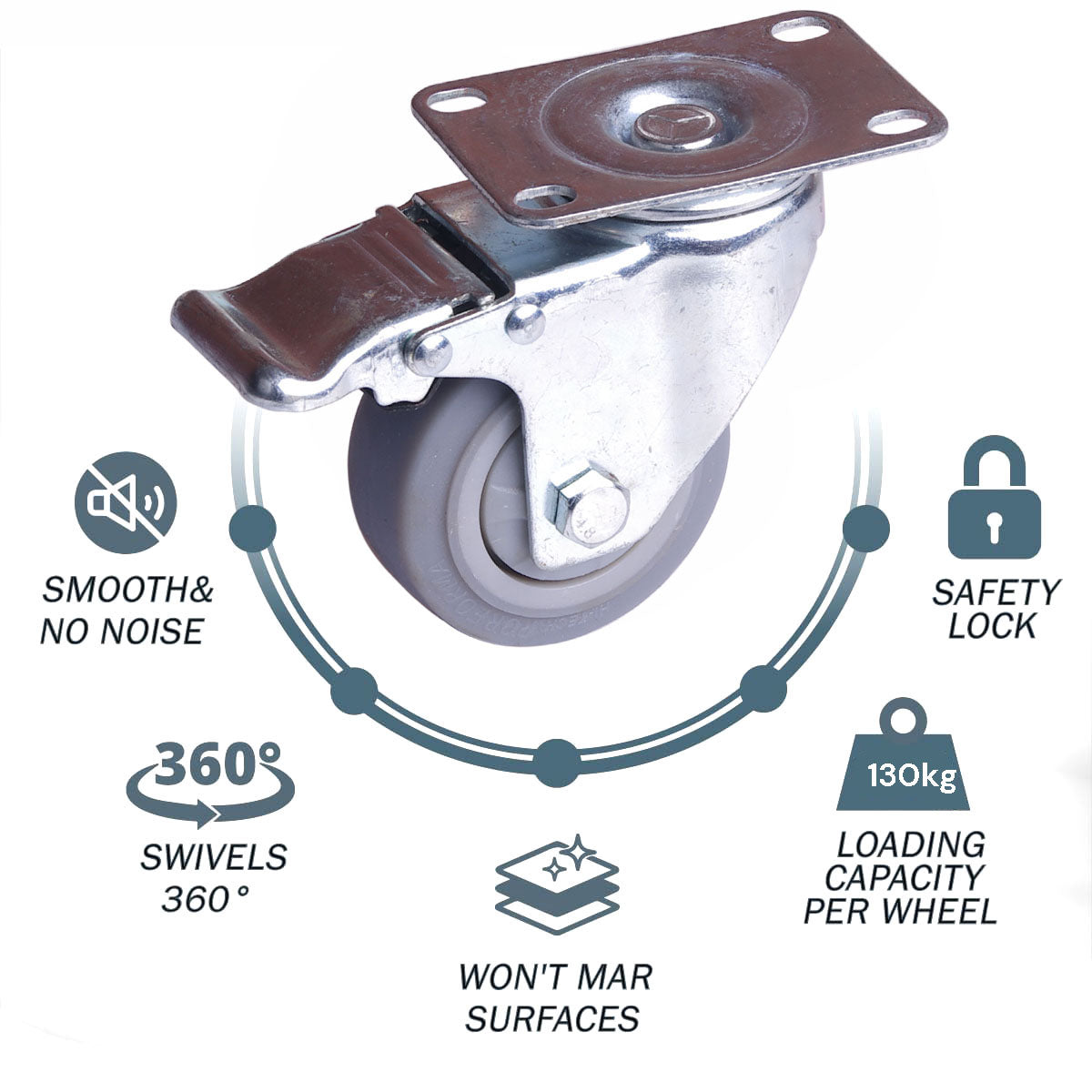 4x 4 inch Heavy Duty Swivel Brake Locking Caster Castor Wheels