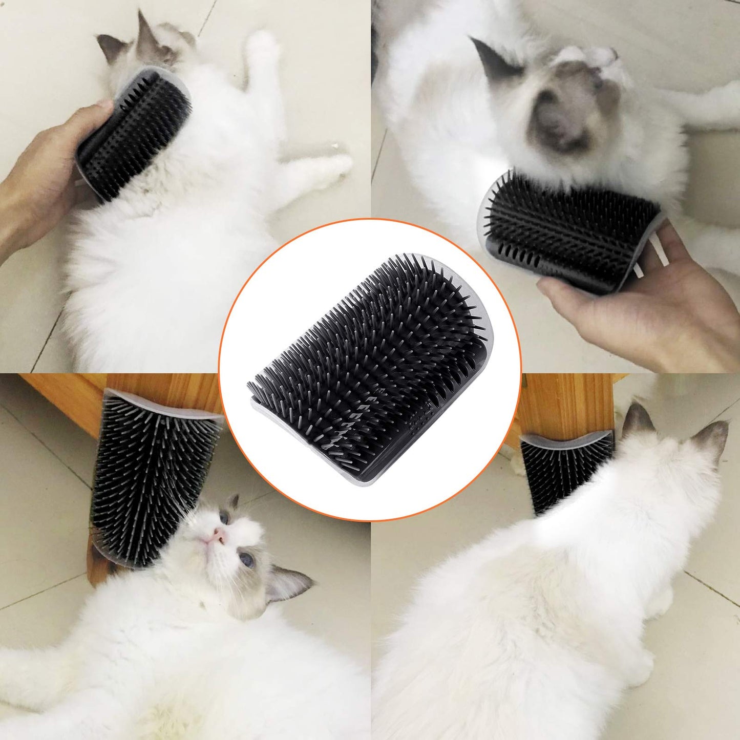 Cat Self Groomer Catnip Wall Corner Scratcher Comb Grooming Massage Brush Black