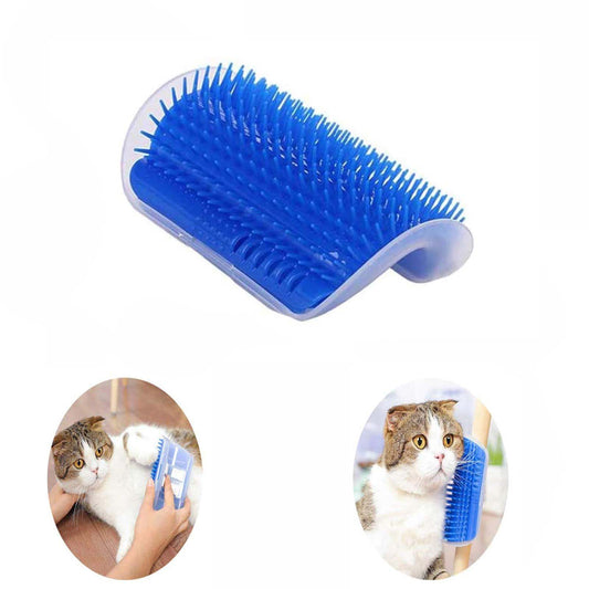 Cat Self Groomer Catnip Wall Corner Scratcher Comb Grooming Massage Brush Blue