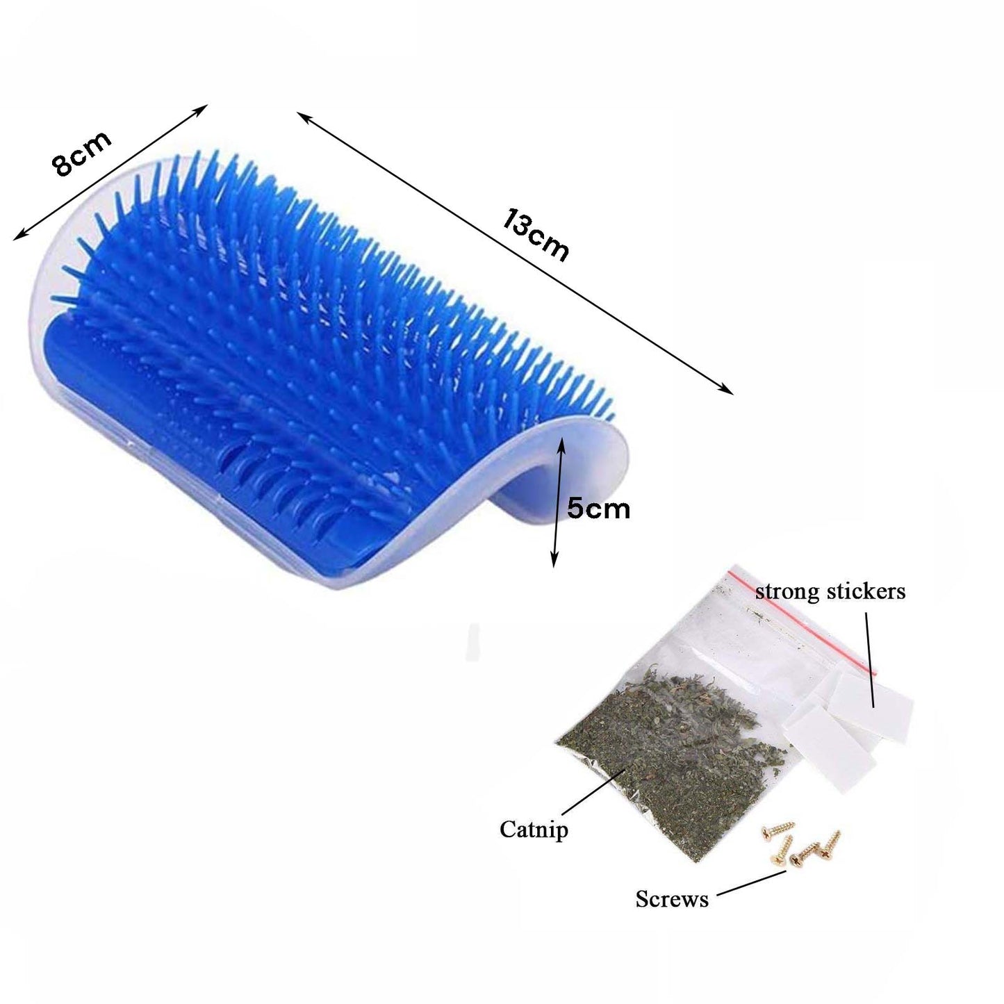 Cat Self Groomer Catnip Wall Corner Scratcher Comb Grooming Massage Brush Blue