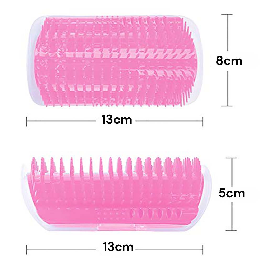 Cat Self Groomer Catnip Wall Corner Scratcher Comb Grooming Massage Brush Pink