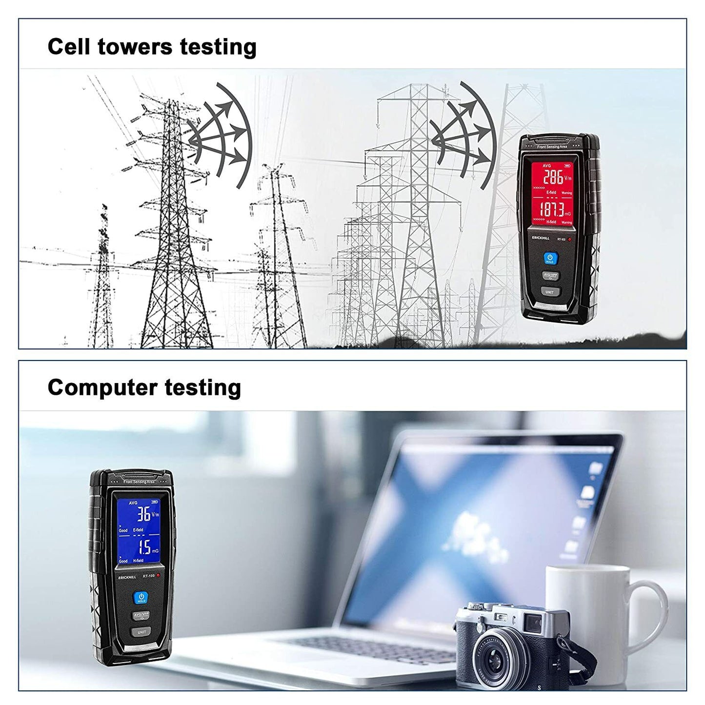 ERICKHILL EMF Meter Digital Electromagnetic Field Radiation Detector