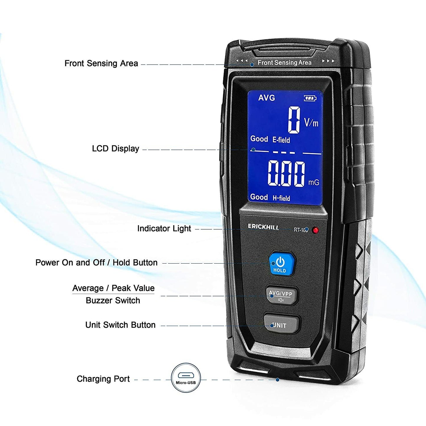 ERICKHILL EMF Meter Digital Electromagnetic Field Radiation Detector