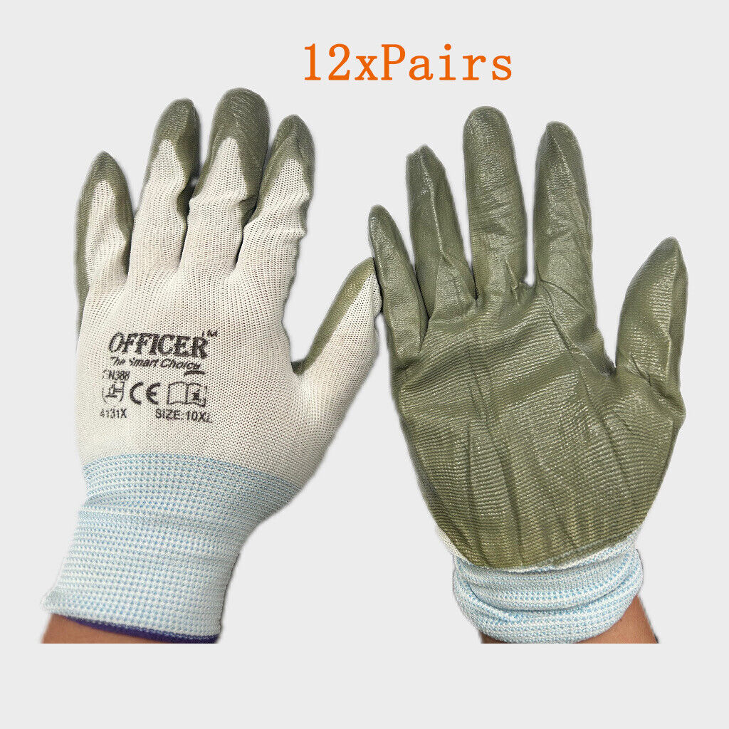 12Pairs Cotton Gloves Work Safety Glove Thick Heavy Seamless HD