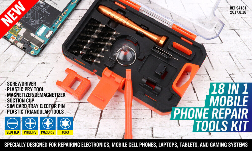 HORUSDY 18 in 1 Mobile Phone Repair Tools Kit Pry Opening Tool