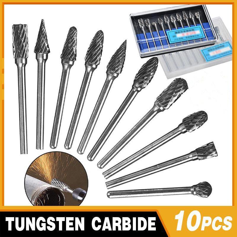10PCS Tungsten Carbide Rotary Burr Set for Rotary Tools and Dremel