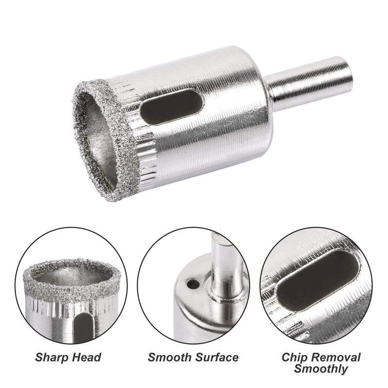 15PCS Diamond Drill Bit Set 6mm-50mm Tile Marble Glass Ceramic
