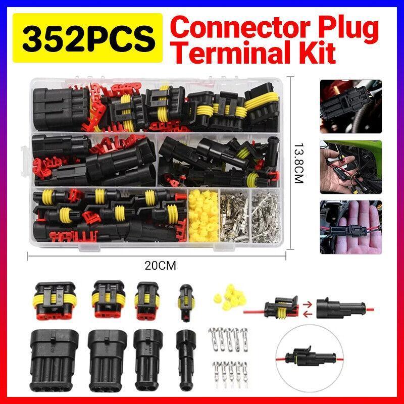 352PCS 12V Waterproof Electrical Wire Connector Plug Terminal Kit