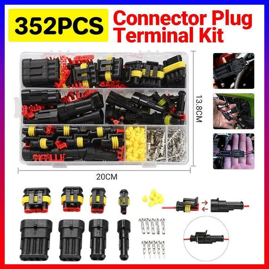 352PCS 12V Waterproof Electrical Wire Connector Plug Terminal Kit