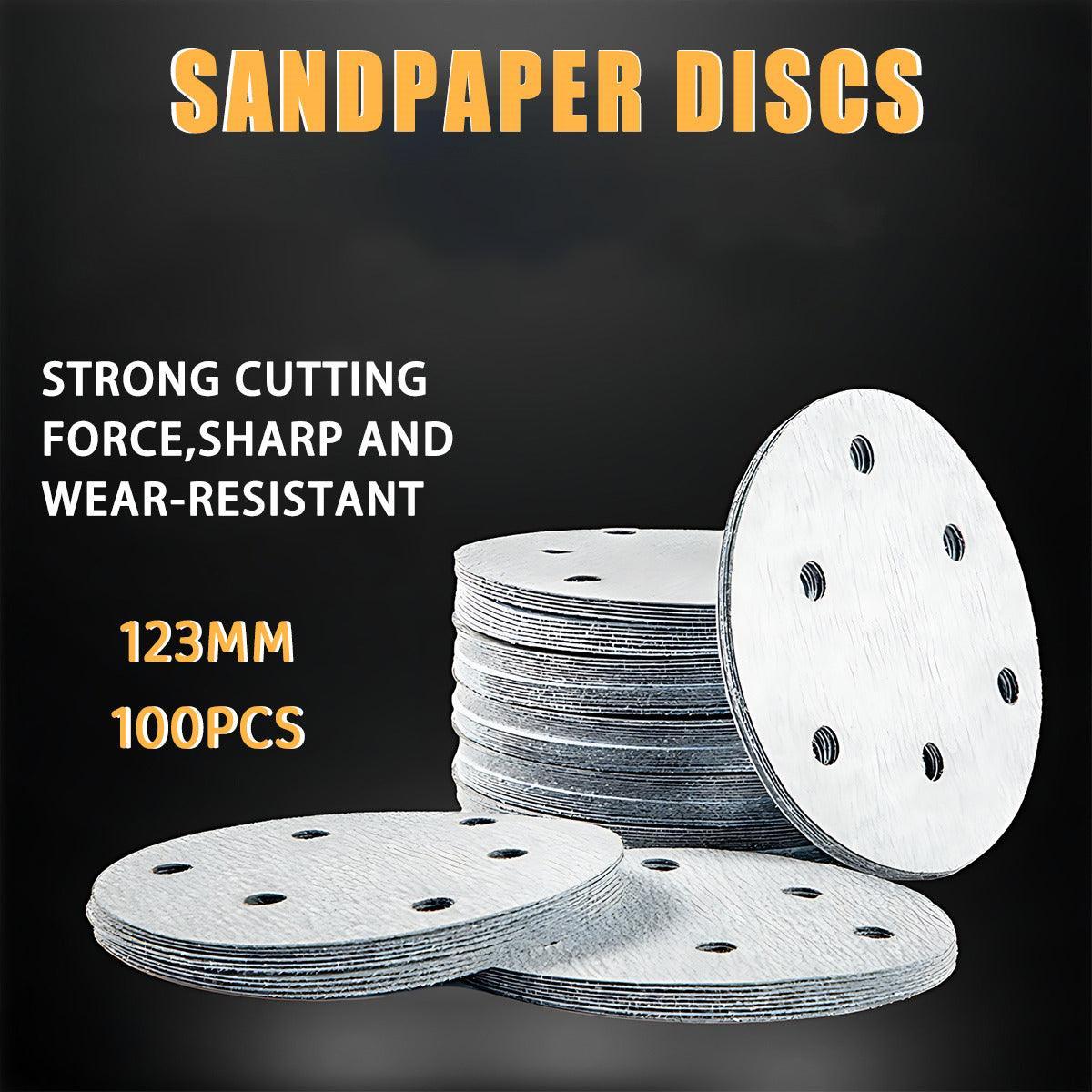 100x 123mm 6/8-Hole Sanding Discs Hook Loop Orbital Sander Pads