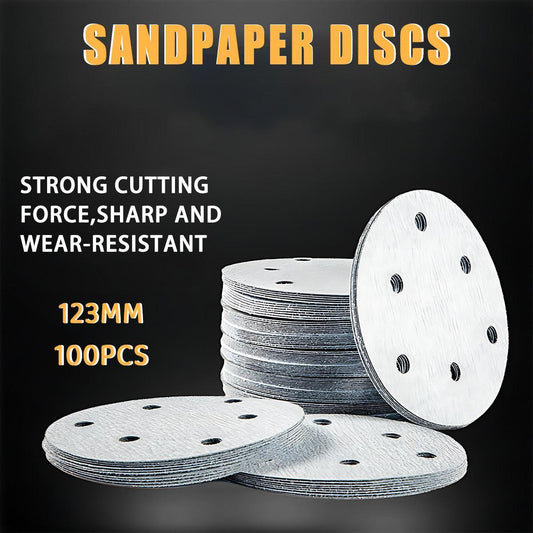 100x 123mm 6/8-Hole Sanding Discs Hook Loop Orbital Sander Pads