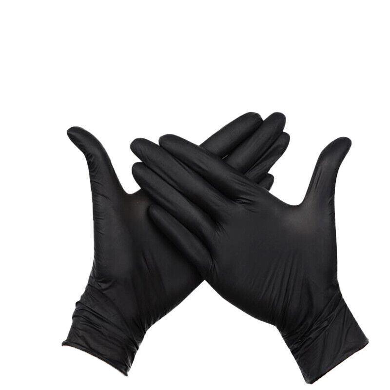 Thick Black Nitrile Gloves Industrial Mechanic Tattoo Tradie Rubber