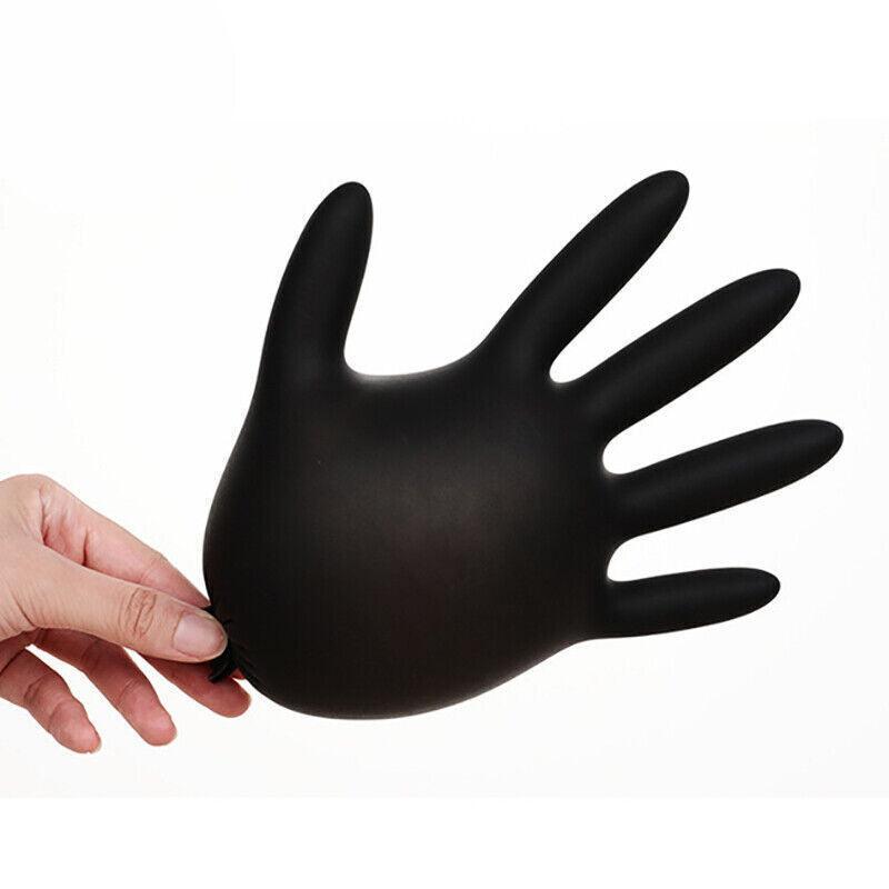 Thick Black Nitrile Gloves Industrial Mechanic Tattoo Tradie Rubber