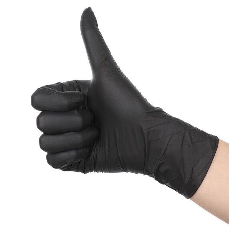 Thick Black Nitrile Gloves Industrial Mechanic Tattoo Tradie Rubber
