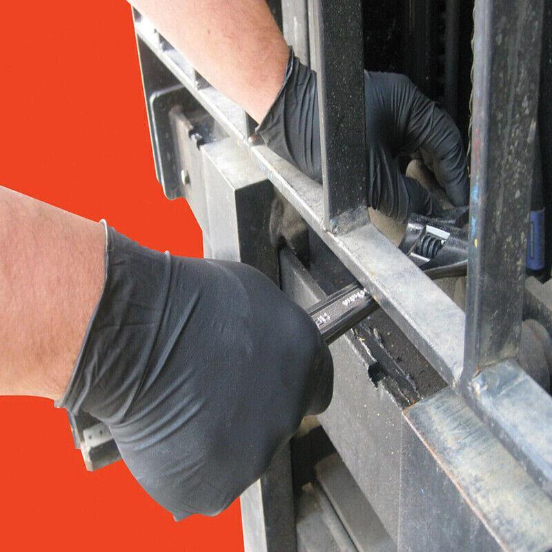 Thick Black Nitrile Gloves Industrial Mechanic Tattoo Tradie Rubber