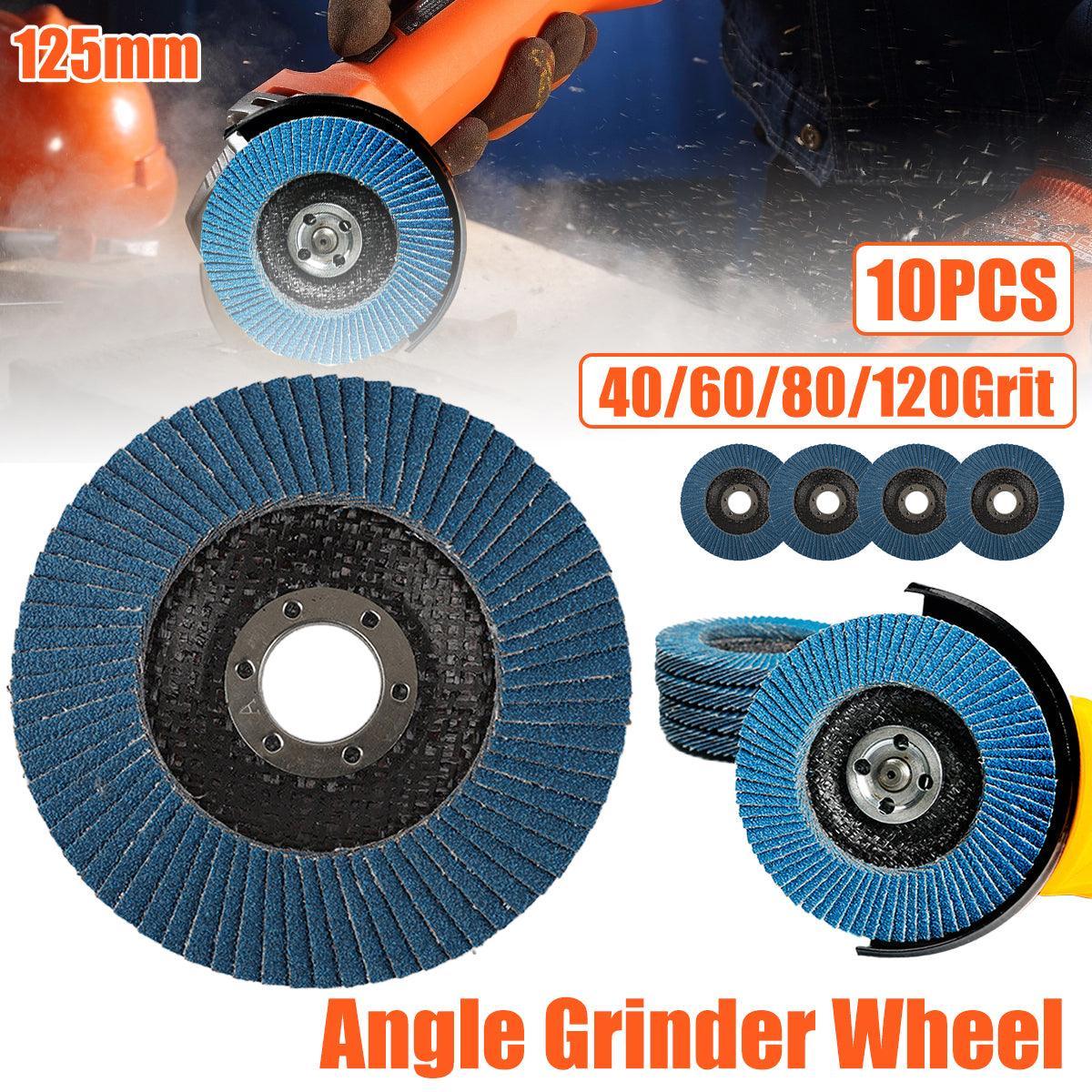 10pcs Flap Disc 40/60/80/120 Grit Angle Grinder Wheel Set Durable