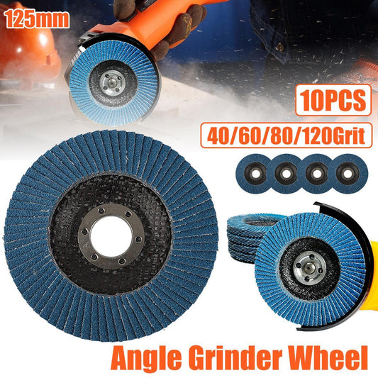 10pcs Flap Disc 40/60/80/120 Grit Angle Grinder Wheel Set Durable