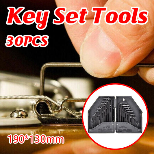 30Pcs Hex Key Metric & Imperial Allen Alan Allan Key Set Tools Kit Crv