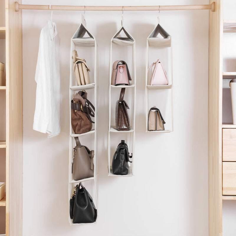 Beige Bag Storage Holder Wardrobe Closet Hanging