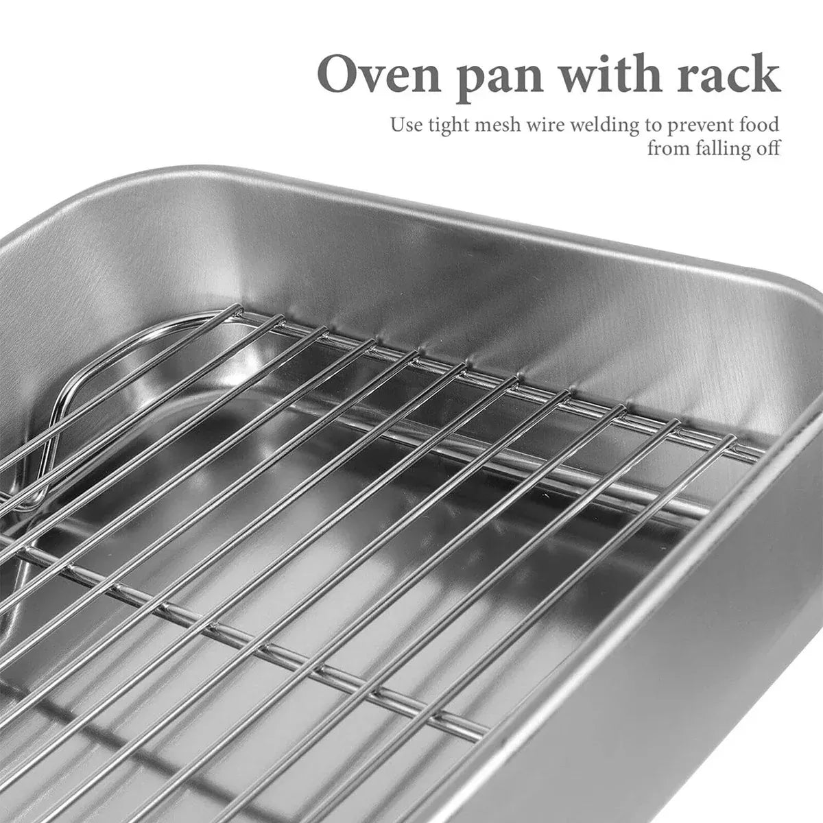 Stainless Steel Rectangular Roasting Pan with Removable Rack 5L Baking Oven Tray