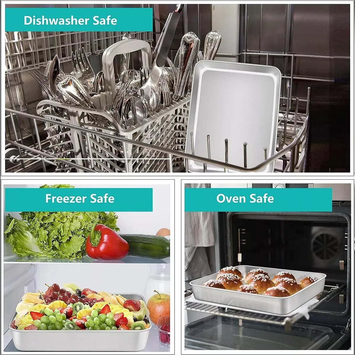 Stainless Steel Rectangular Roasting Pan with Removable Rack 5L Baking Oven Tray