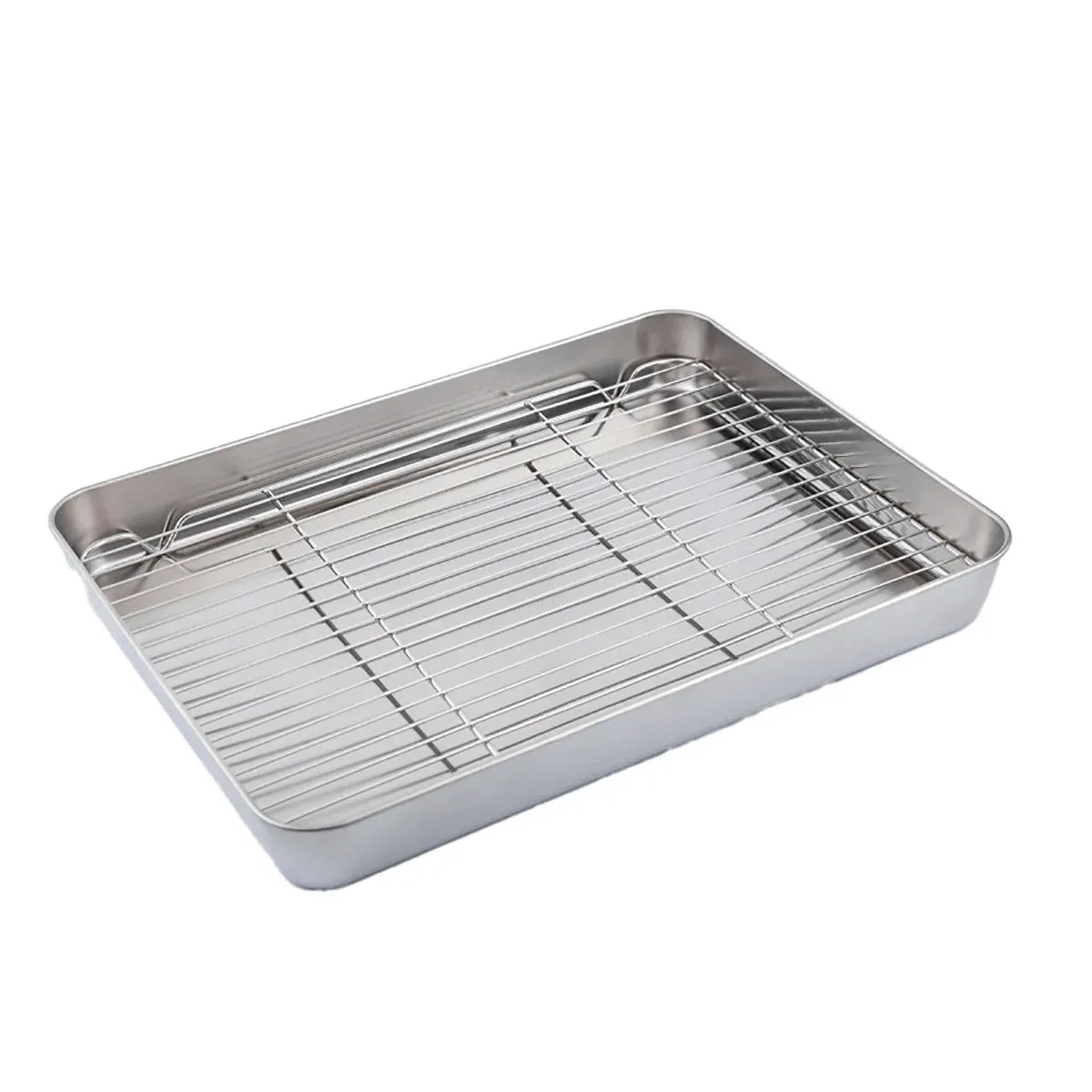 Stainless Steel Rectangular Roasting Pan with Removable Rack 5L Baking Oven Tray