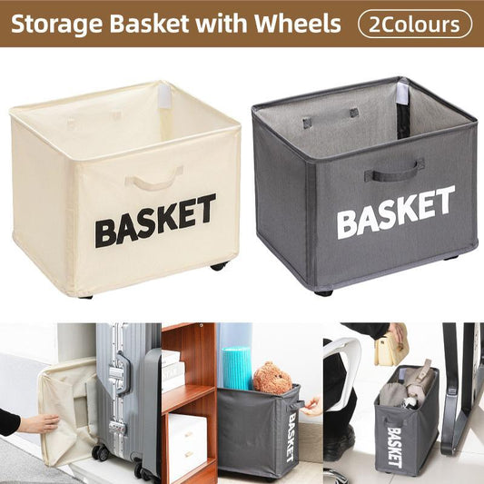 Rolling Storage Basket with Wheels for Under Desk