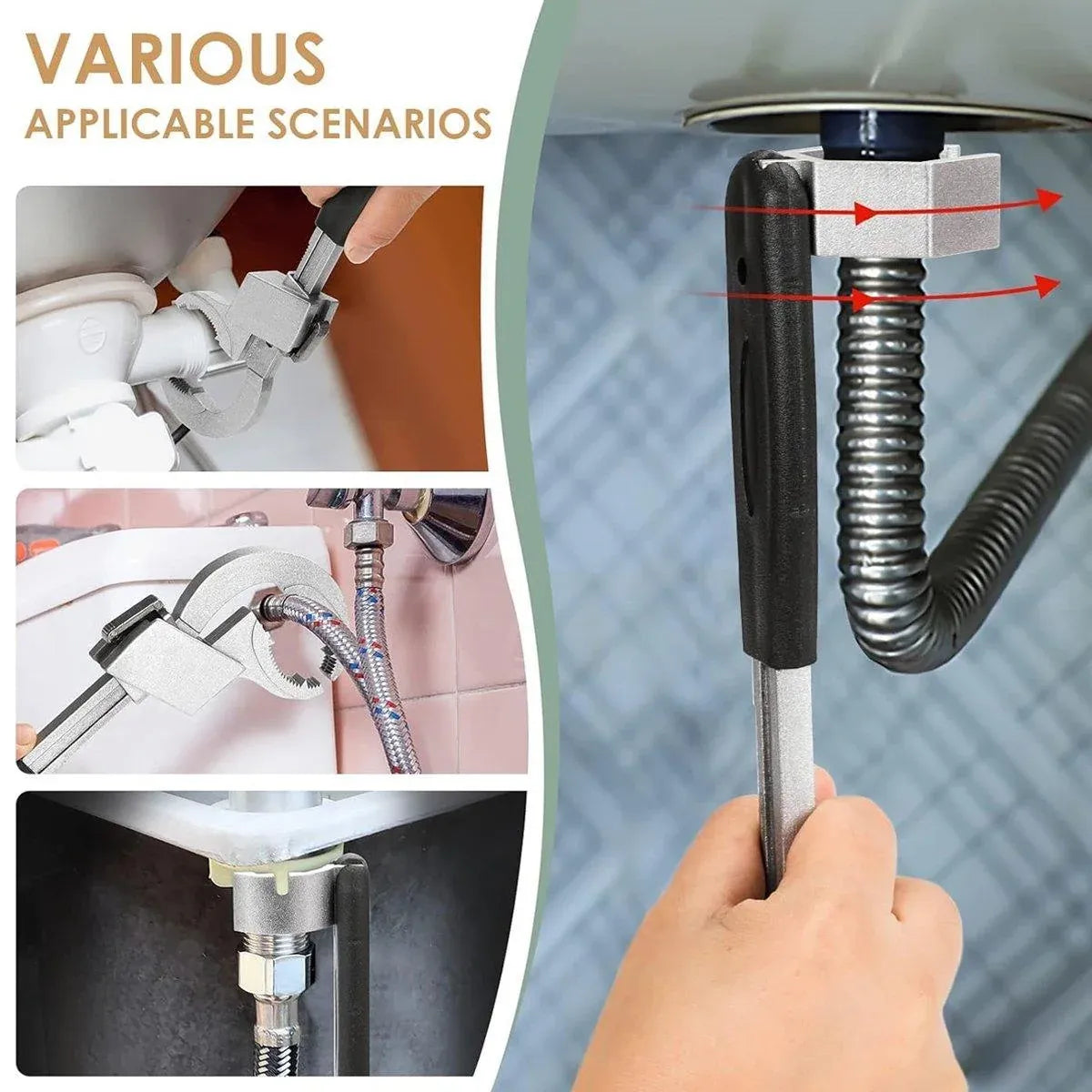 Multifunctional Bathroom Sink Water Pipe Wrench Tool Adjustable Open End Spanner