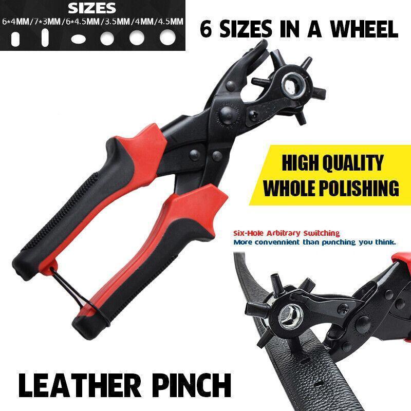 Heavy Duty Leather Hole Punch Tool with 6 Size Revolving Head