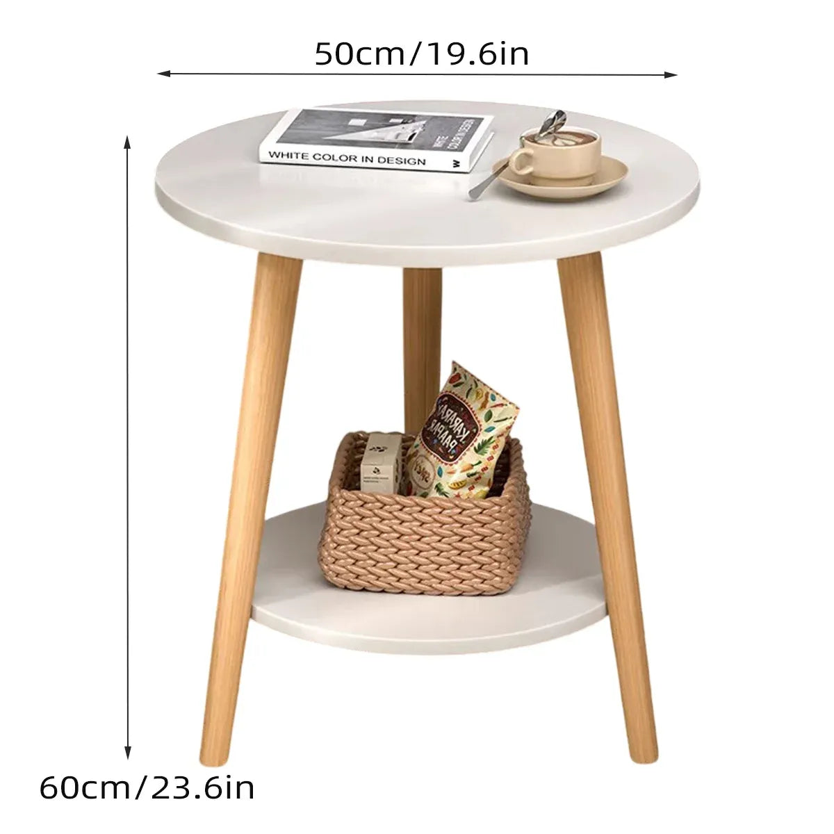 Minimalist Small Double Layer Sofa Side Table Compact Living Room End Table
