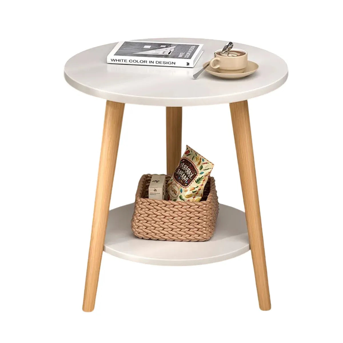 Minimalist Small Double Layer Sofa Side Table Compact Living Room End Table