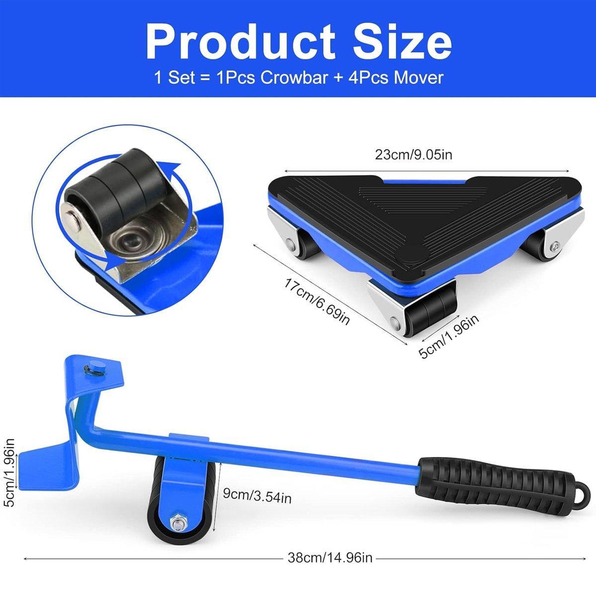 Heavy Duty Moving Tool Set Easy Move Five Piece Furniture Lifter Kit