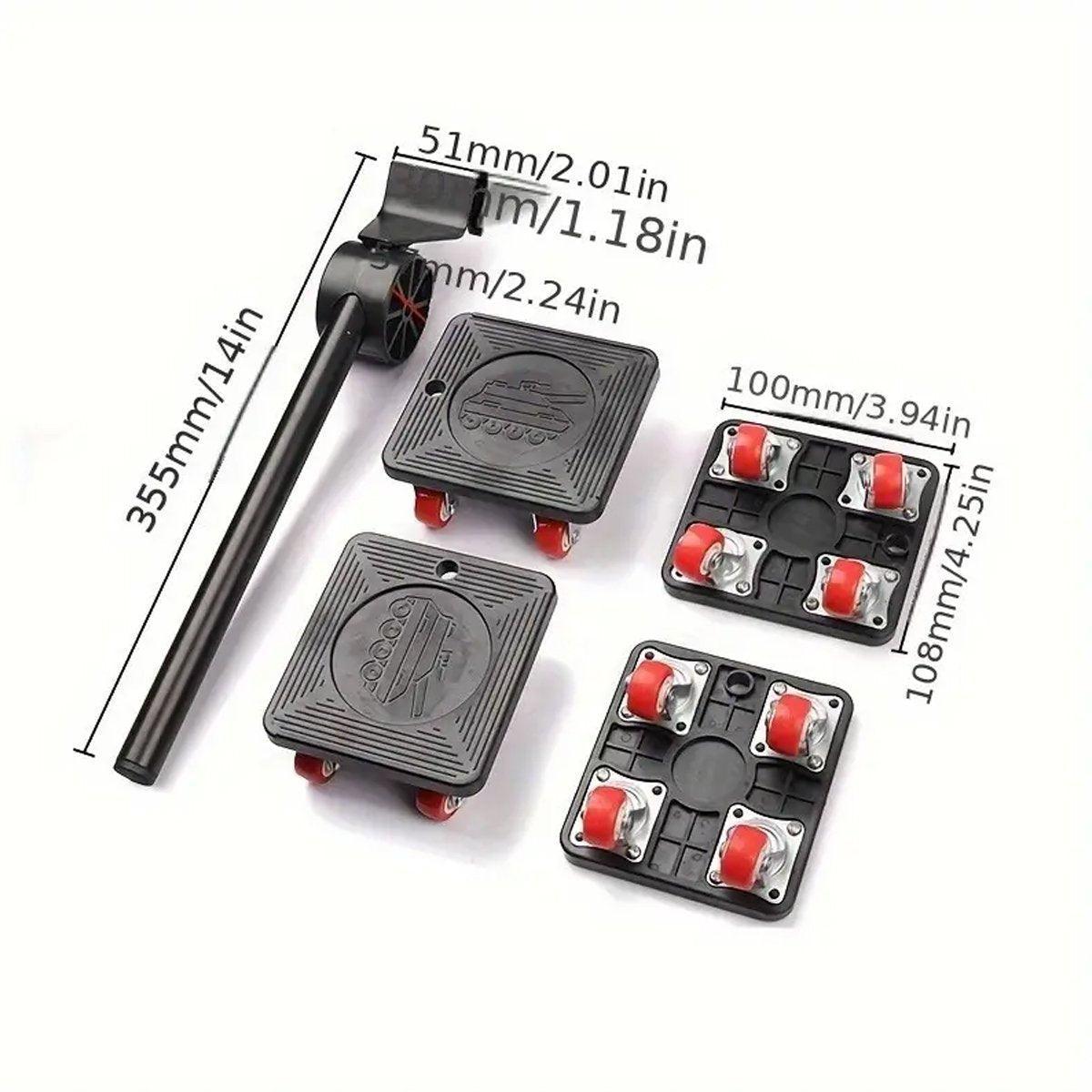 Heavy Duty Moving Tool Set Easy Move Five Piece Furniture Lifter Kit