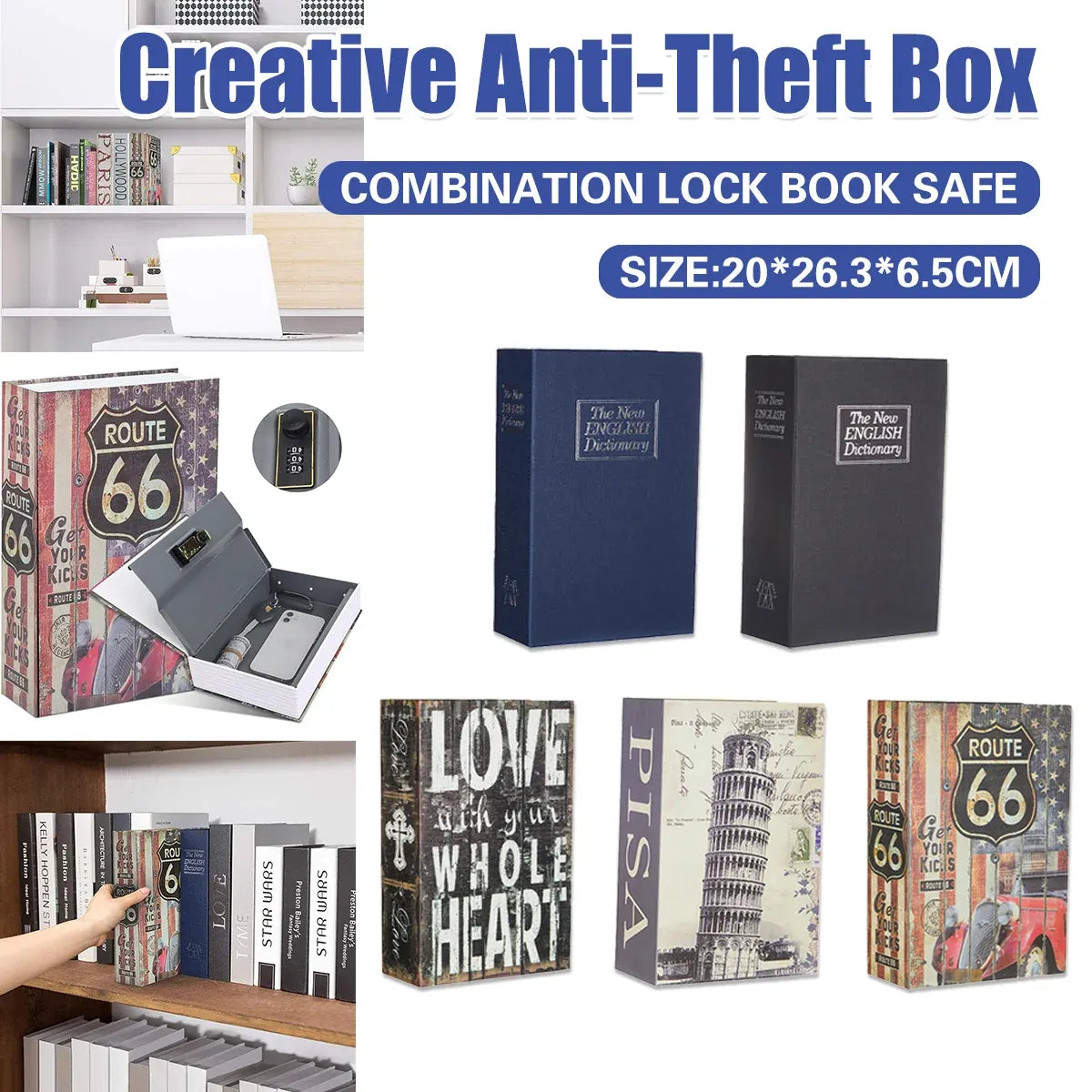 Hidden Book Safe Lock Box for Home and Office Cash Watch Document Storage - 5