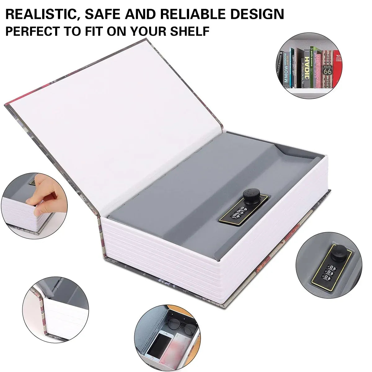 Hidden Book Safe Lock Box for Home and Office Cash Watch Document Storage - 5