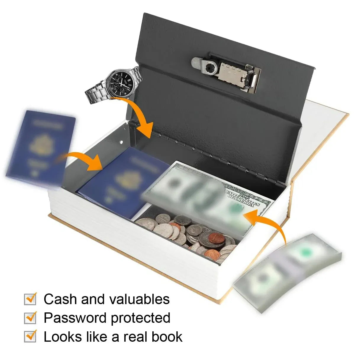 Hidden Book Safe Lock Box for Home and Office Cash Watch Document Storage - 5