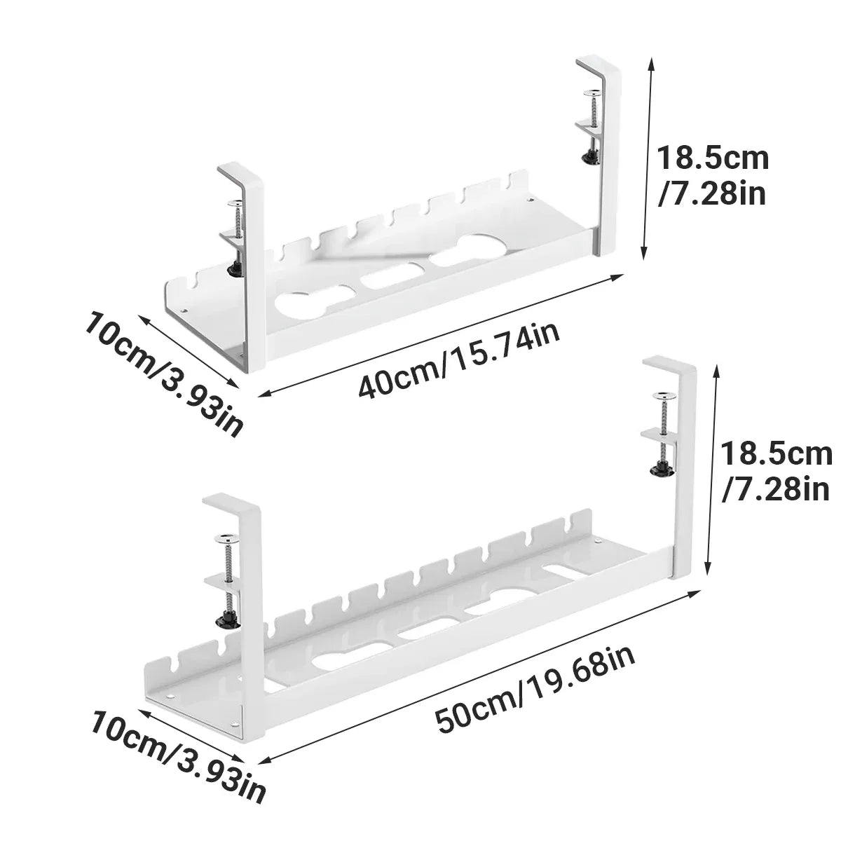Under Table Cable Management Rack Wire Organizer Power Strip Holder for Home - 40cm