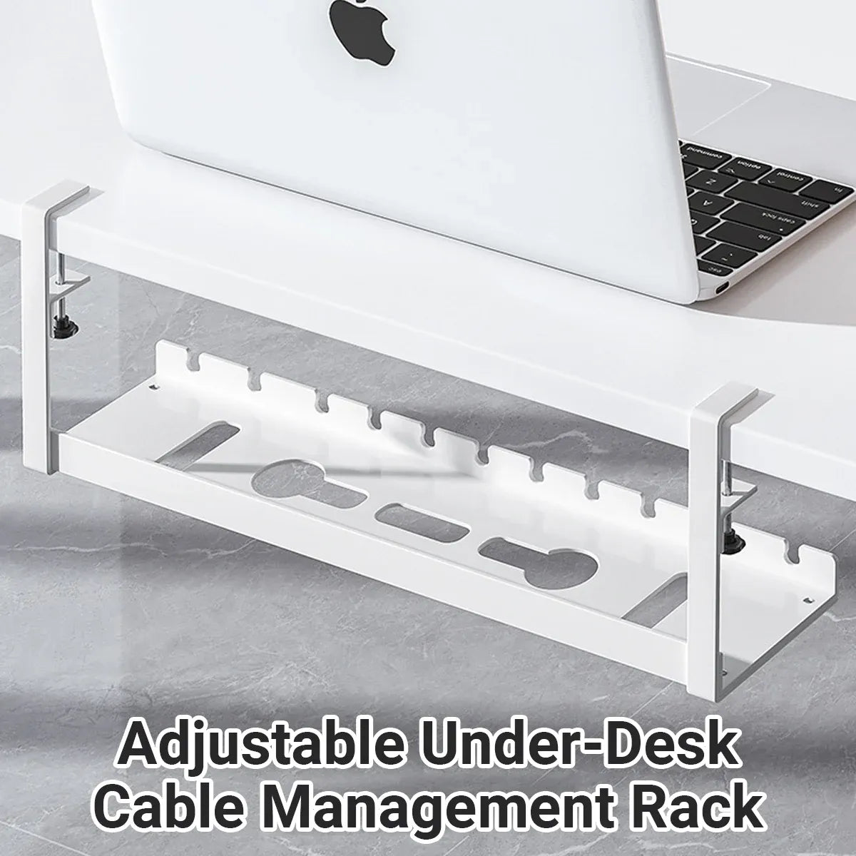 Under Table Cable Management Rack Wire Organizer Power Strip Holder for Home - 40cm