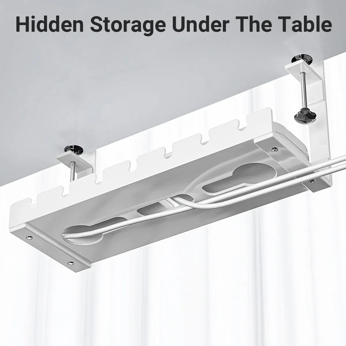 Under Table Cable Management Rack Wire Organizer Power Strip Holder for Home - 50cm