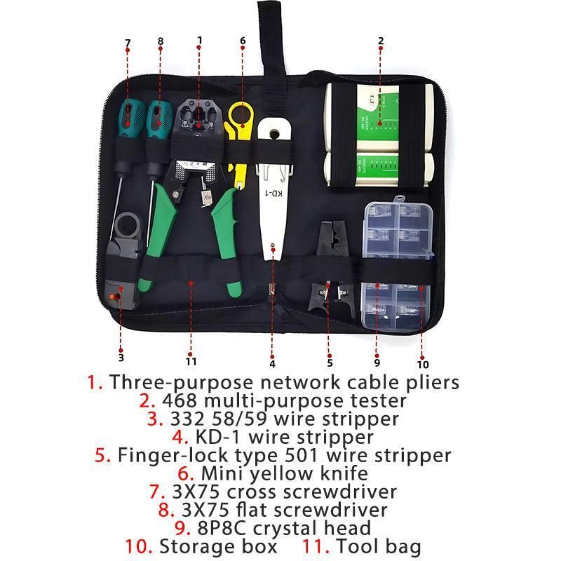 Cat6/5 Lan Network Cable Tool Kit Crimper Rj45 Tester Stripper Punch Down Cutter