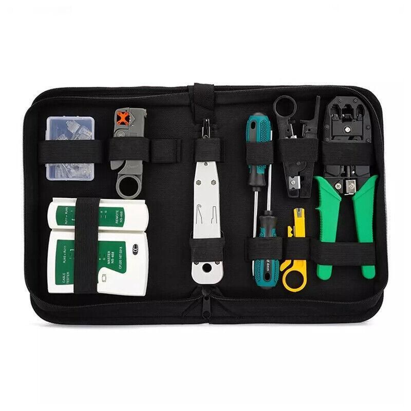 Cat6/5 Lan Network Cable Tool Kit Crimper Rj45 Tester Stripper Punch Down Cutter