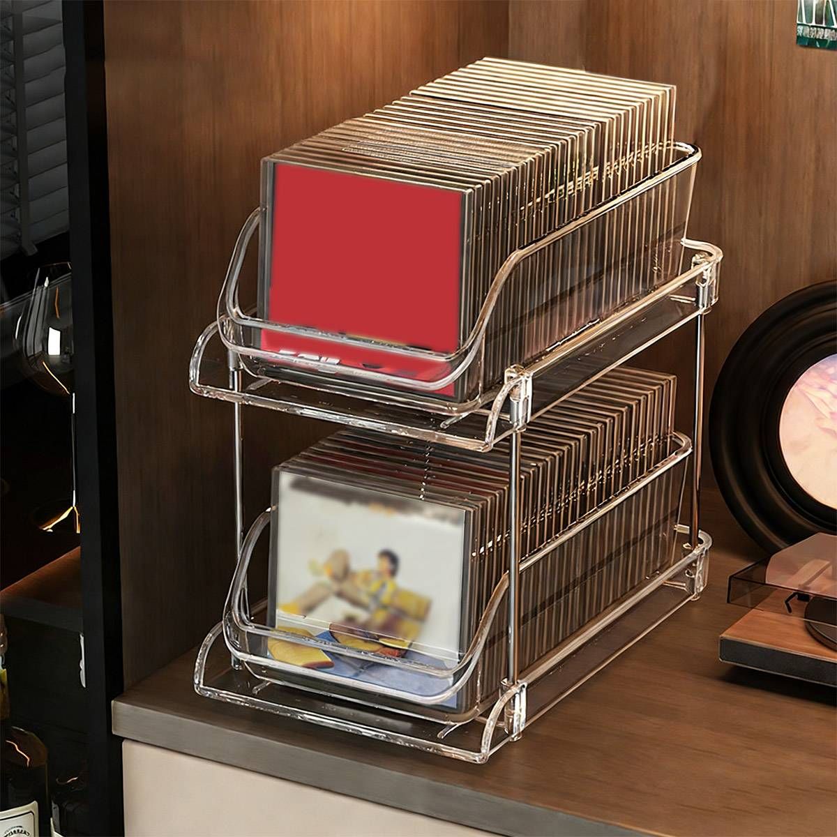 CD DVD Storage Rack Desktop Vinyl Record Holder Album Display Shelf Case