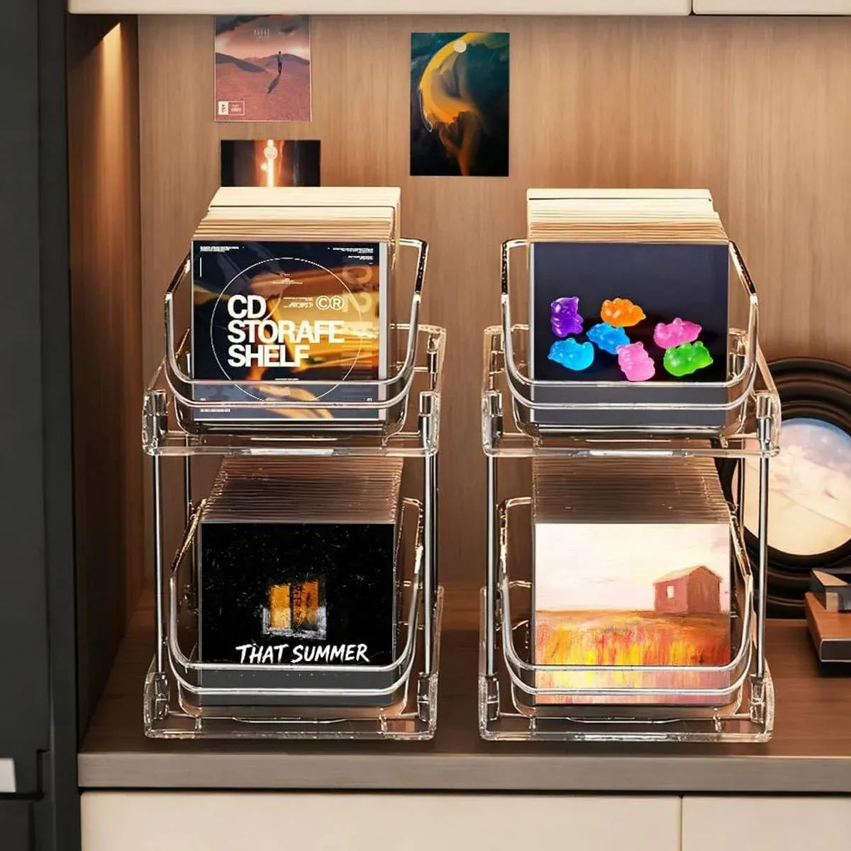 CD DVD Storage Rack Desktop Vinyl Record Holder Album Display Shelf Case