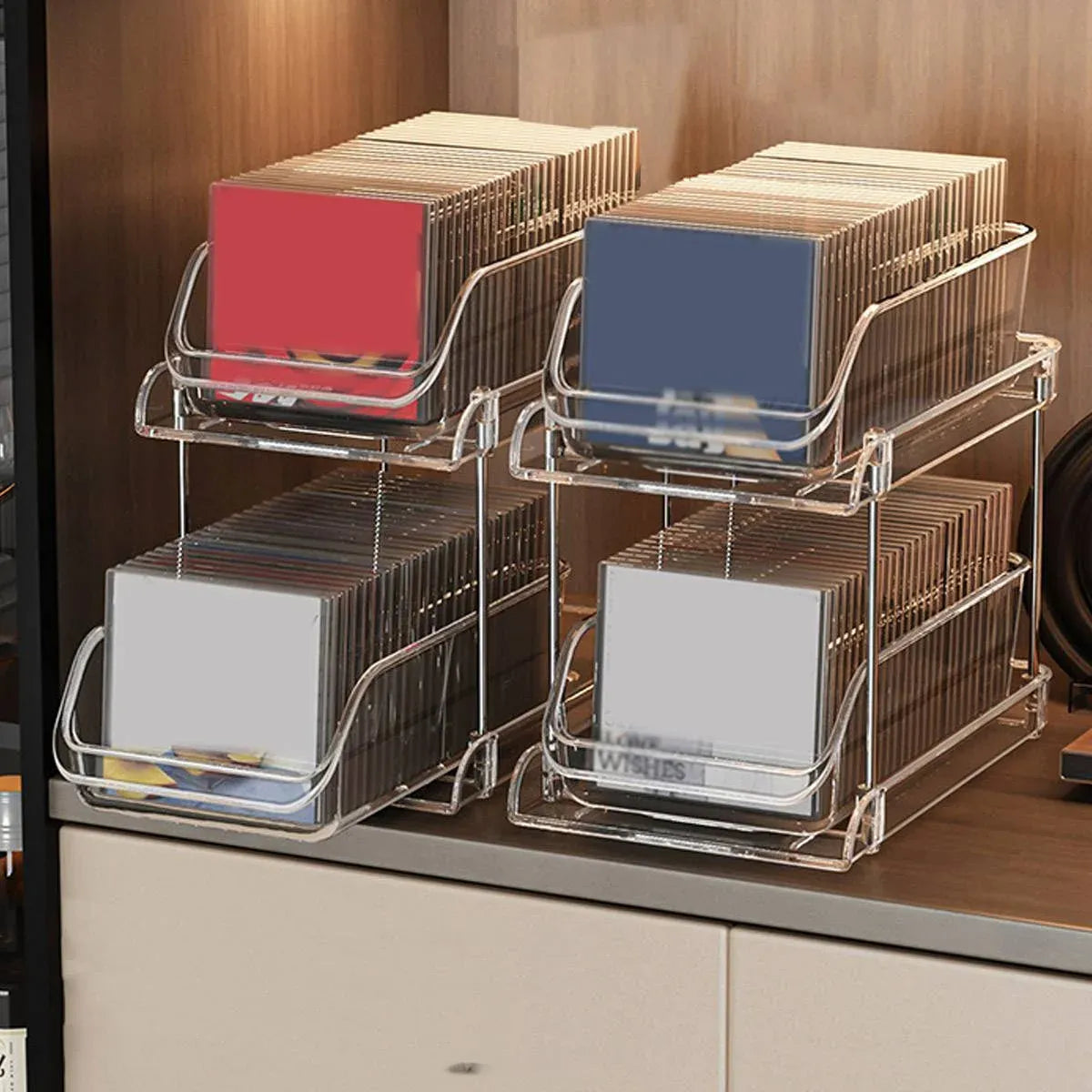CD DVD Storage Rack Desktop Vinyl Record Holder Album Display Shelf Case