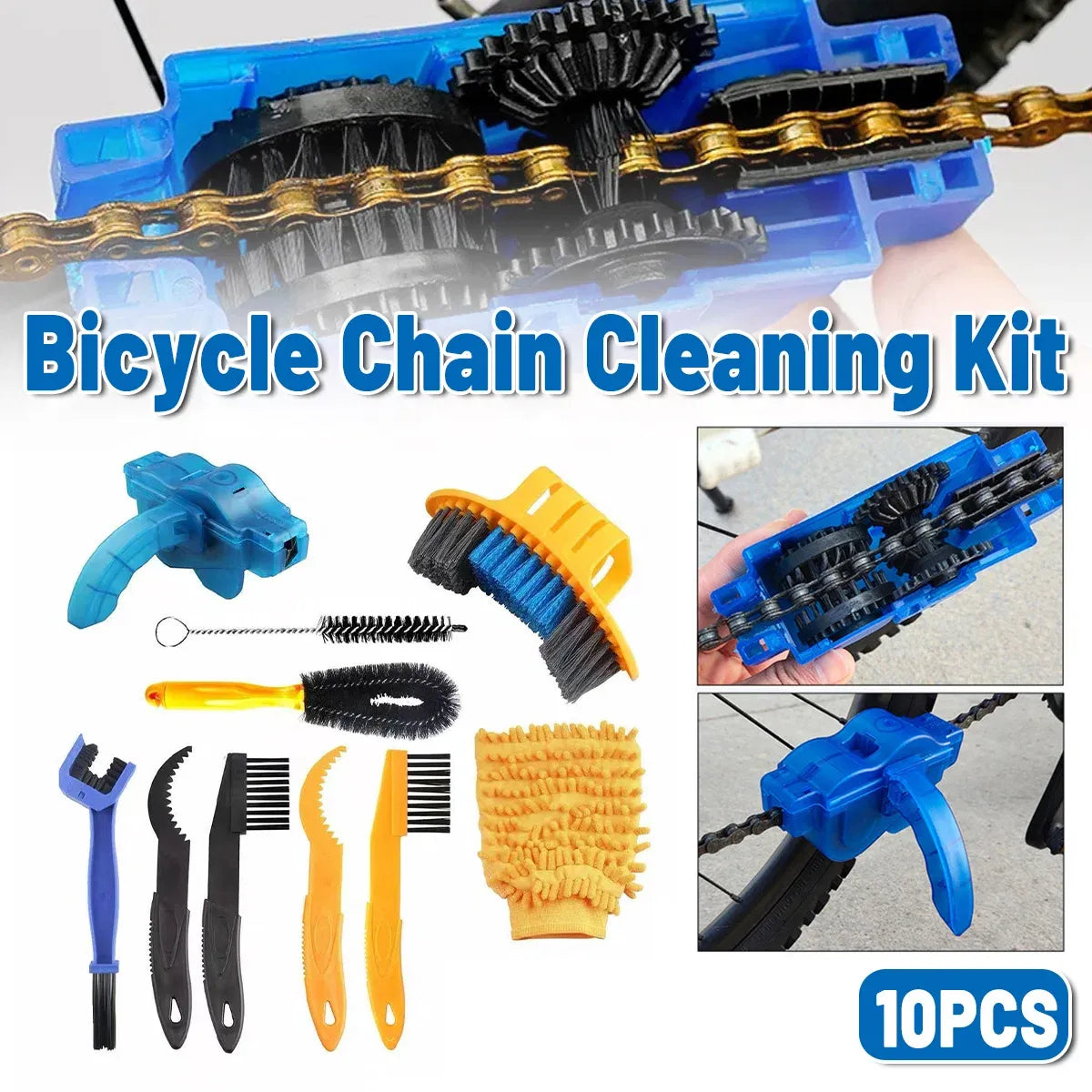 10 Piece Bike Cleaning Brush Kit Bicycle Maintenance Tool Set